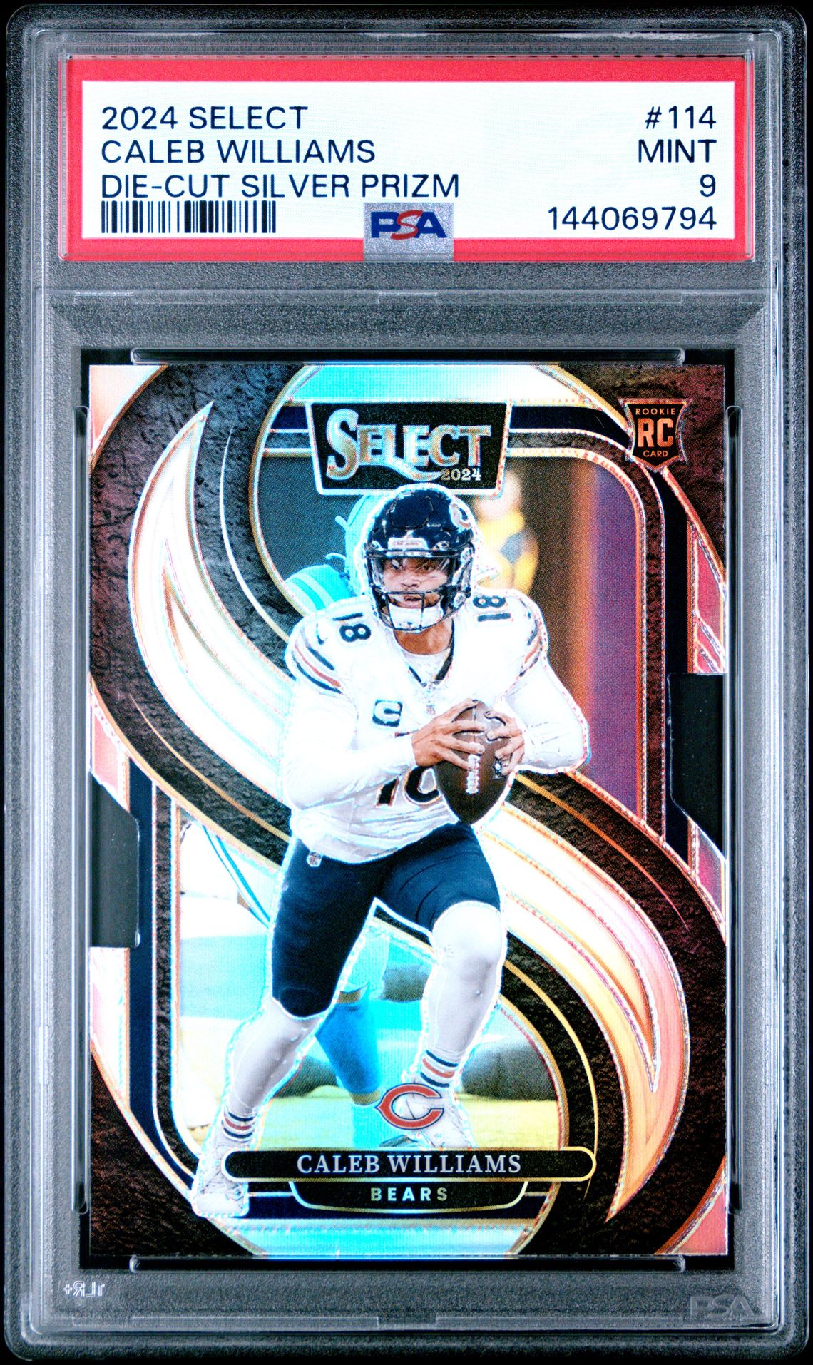 2024 Panini Select Caleb Williams #114 (Die-Cut Silver Prizm) Mint 9 front