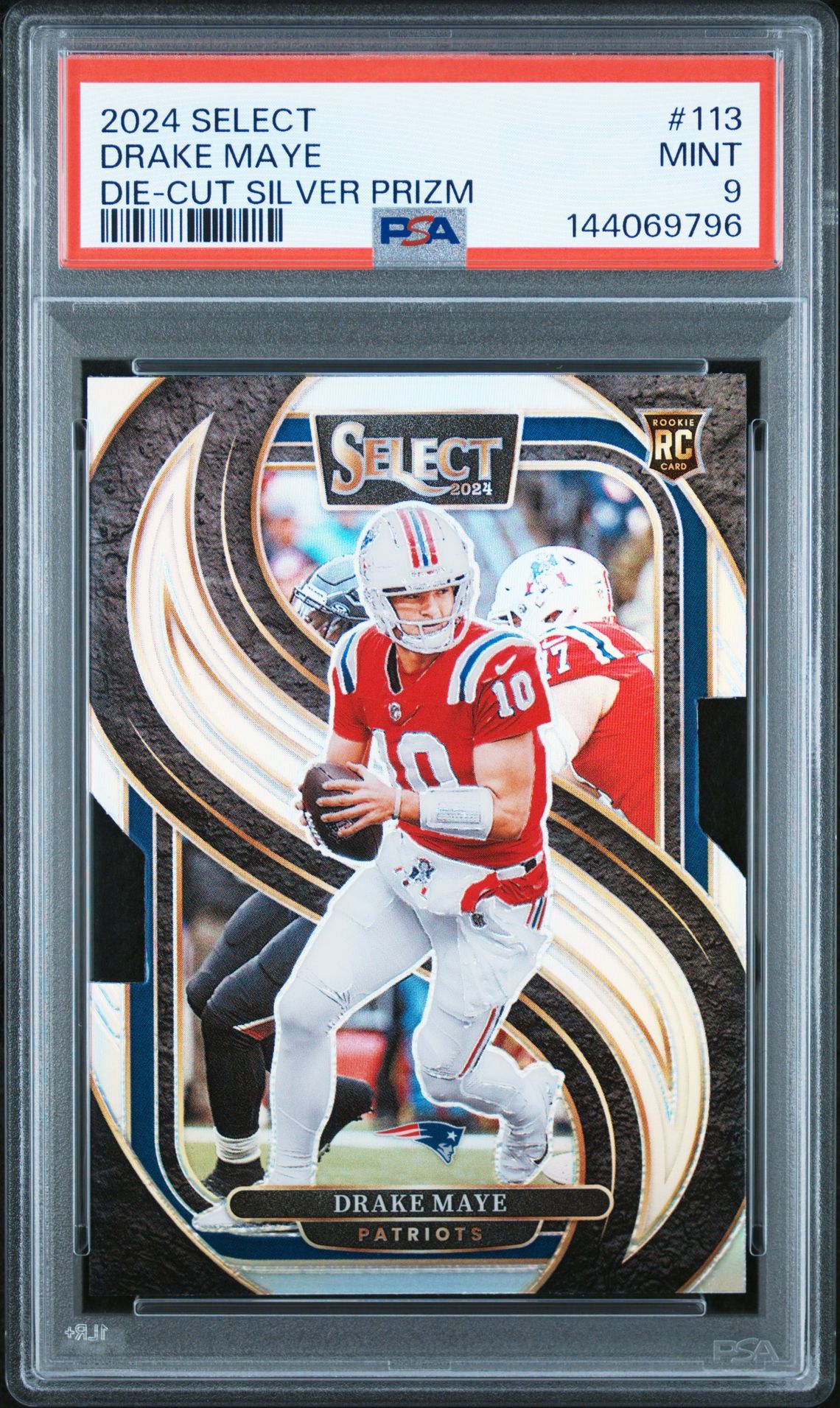 2024 Panini Select Drake Maye #113 (Die-Cut Silver Prizm) Mint 9 front