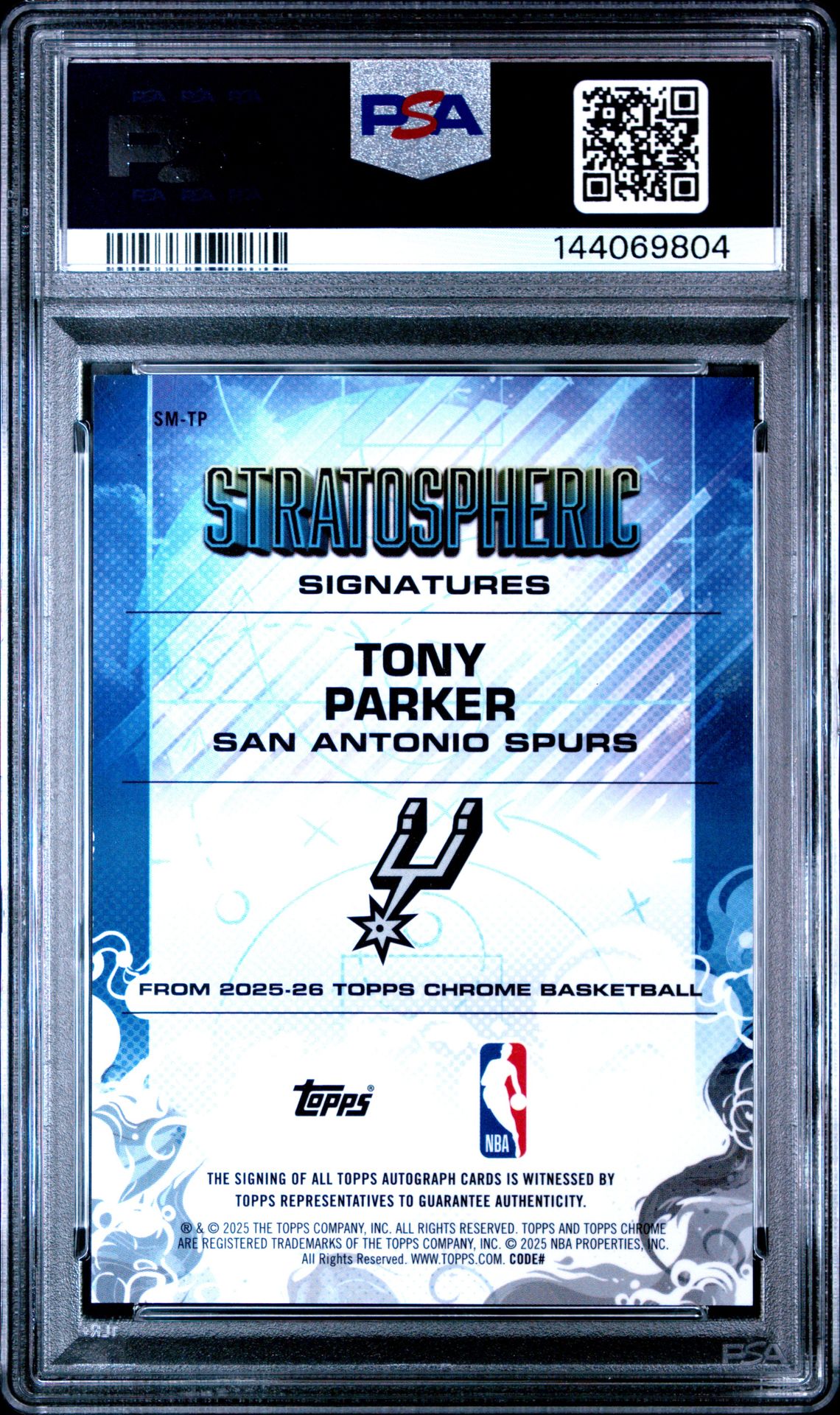 2025 Topps Chrome Stratospheric Signatures Tony Parker #Sm-Tp Gem Mt 10 back