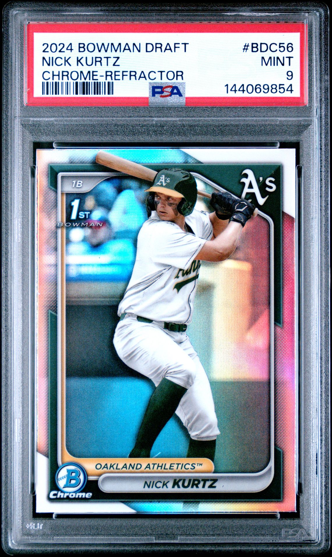 2024 Bowman Draft Nick Kurtz #Bdc56 (Chrome-Refractor) Mint 9 front