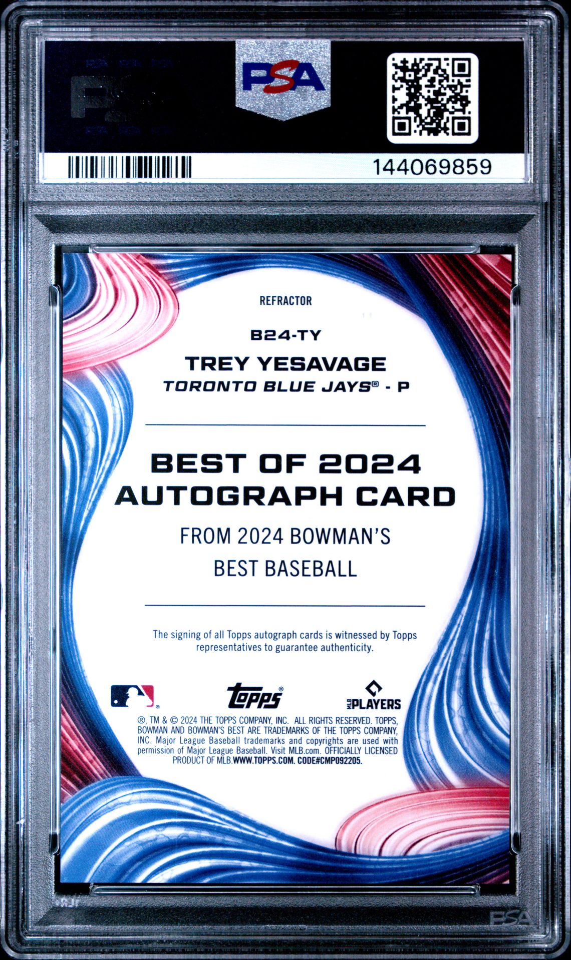 2024 Bowman's Best Best Of 2024 Autographs Trey Yesavage #B24Ty (Best Of 2024 Auto-Refractor) Gem Mt 10 back