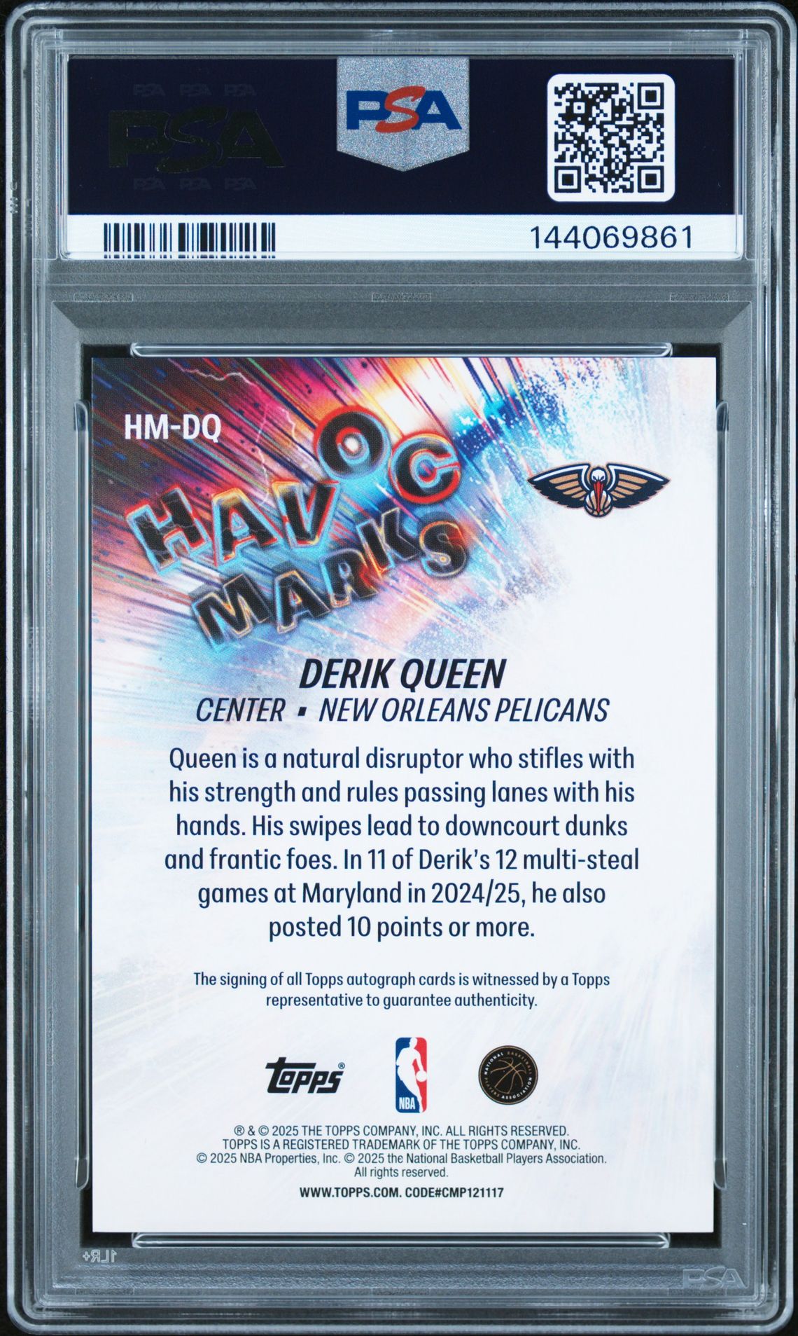 2025 Topps Havoc Marks Derik Queen #Hm-Dq (Havoc Marks-Rainbow Flbrd) Nm 7 back