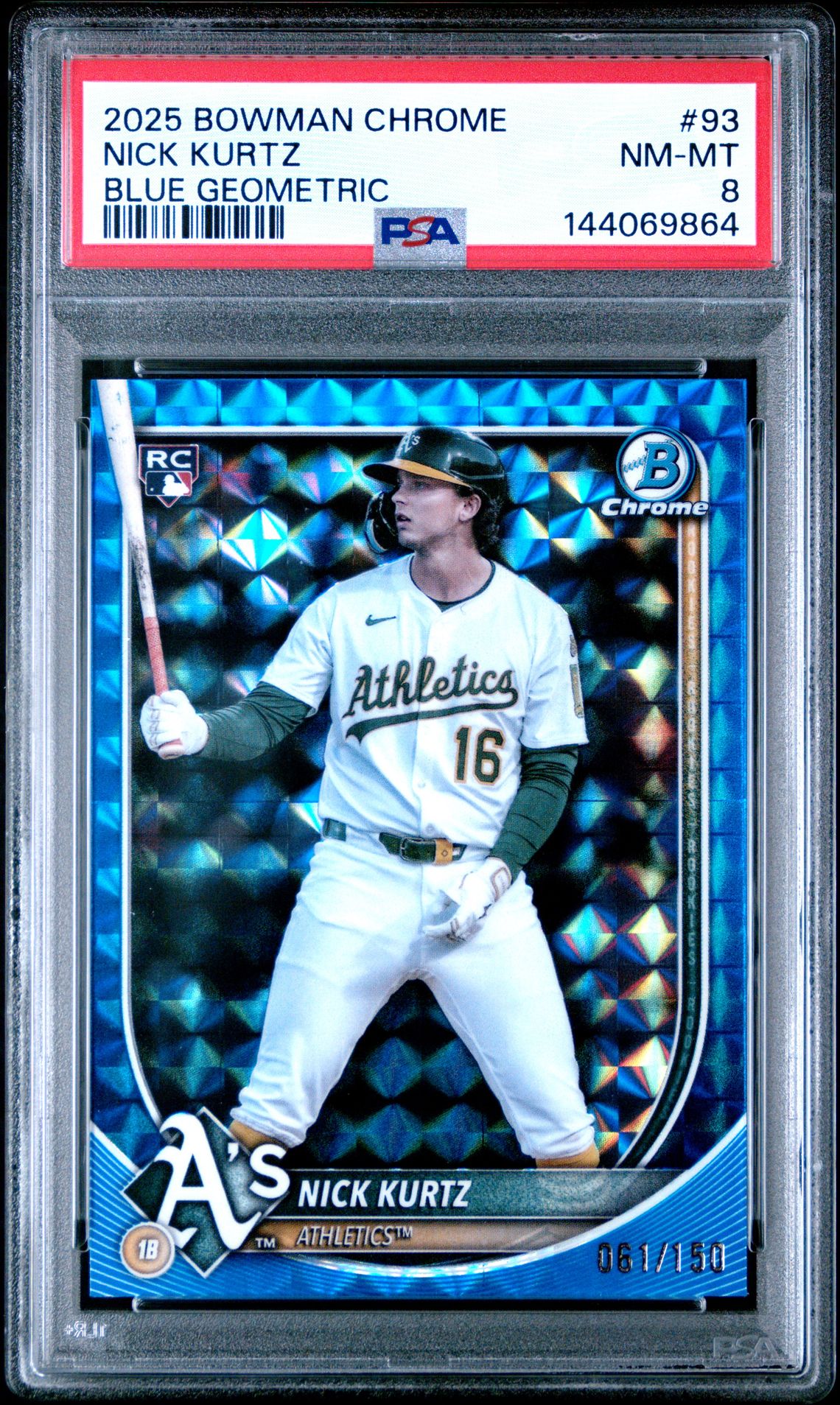 2025 Bowman Chrome Nick Kurtz #93 (Blue Geometric) Nm-Mt 8 front