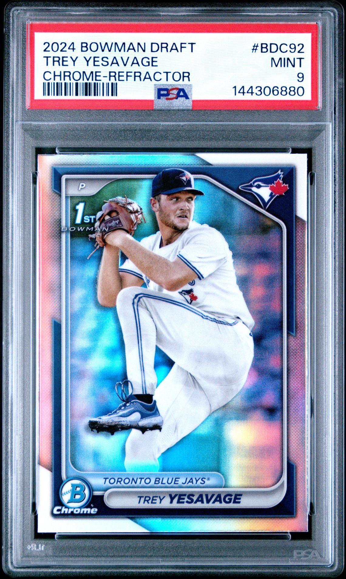2024 Bowman Draft Trey Yesavage #Bdc92 (Chrome-Refractor) Mint 9 front