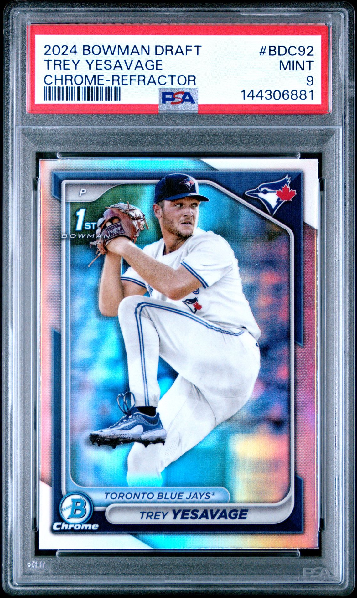 2024 Bowman Draft Trey Yesavage #Bdc92 (Chrome-Refractor) Mint 9 front