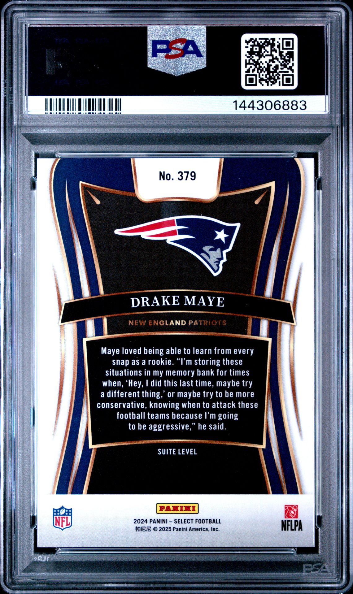 2024 Panini Select Drake Maye #379 Mint 9 back