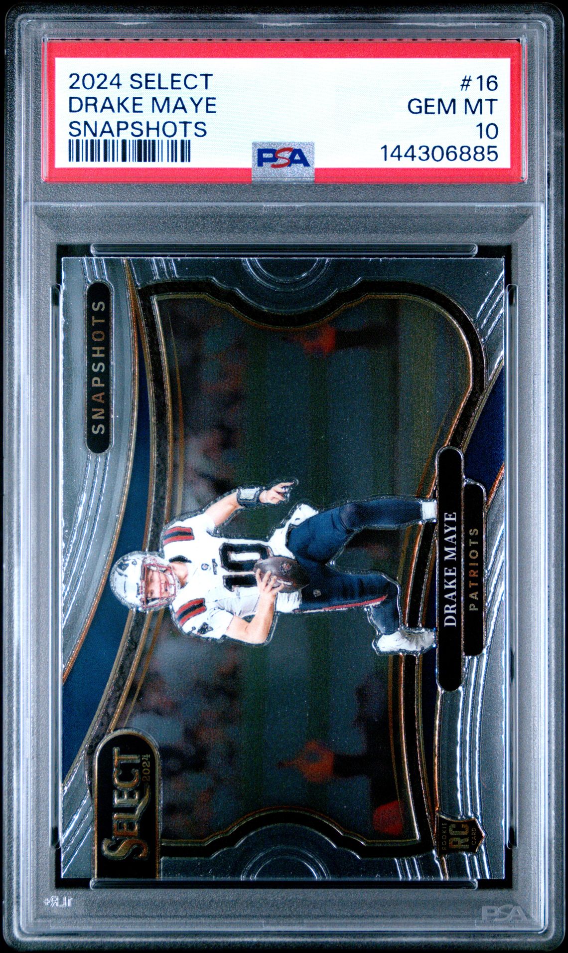 2024 Panini Select Snapshots Drake Maye #16 Gem Mt 10 front