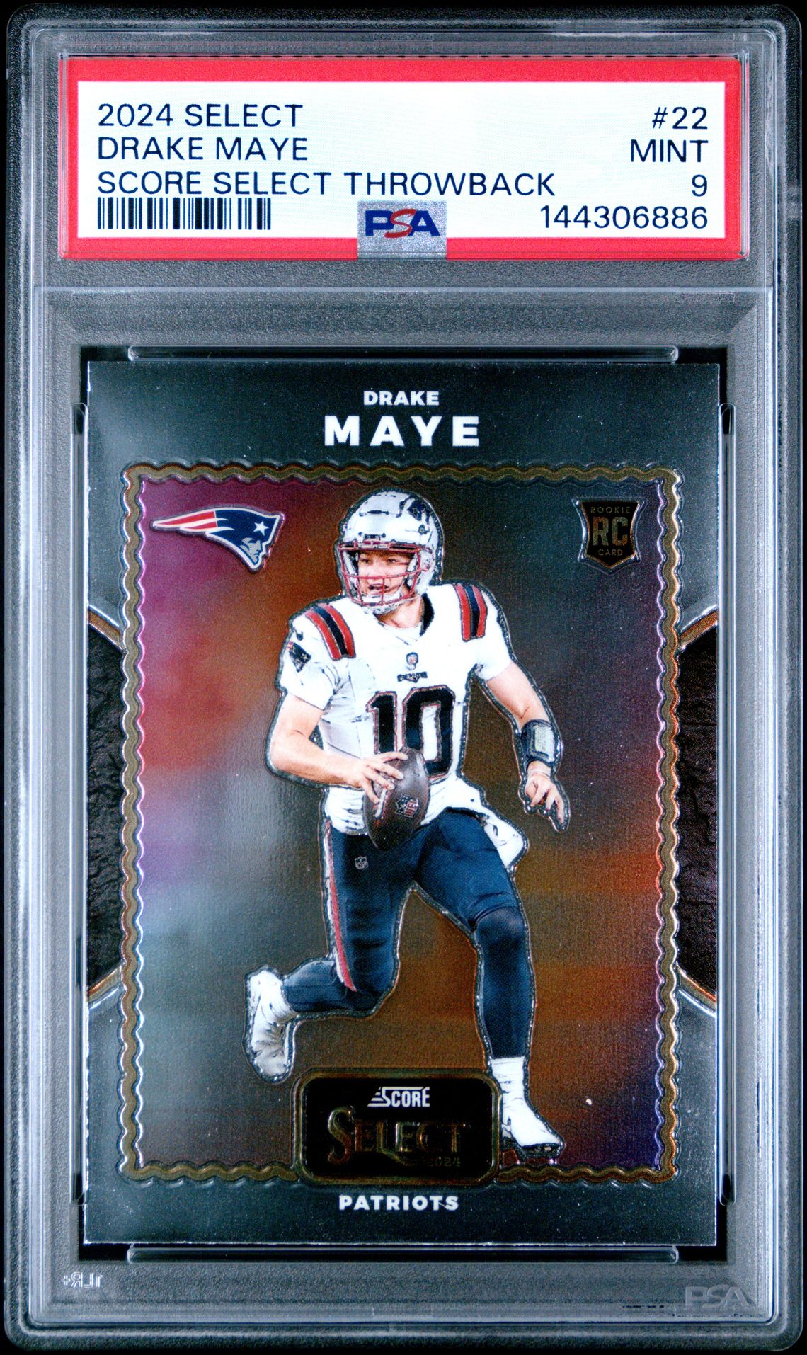 2024 Panini Select Score Select Throwback Drake Maye #22 Mint 9 front