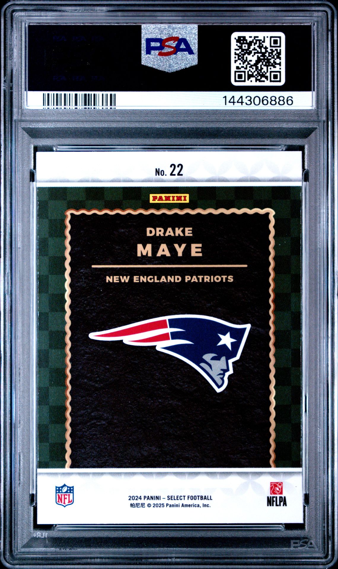 2024 Panini Select Score Select Throwback Drake Maye #22 Mint 9 back