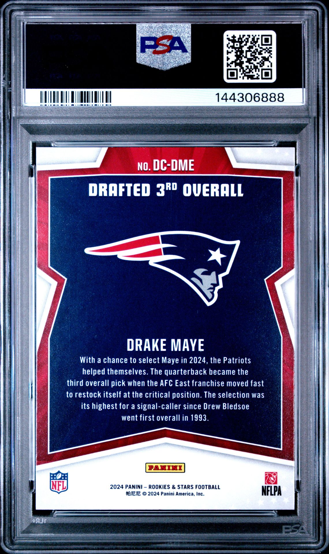 2024 Panini Rookies & Stars Draft Class Drake Maye #Dcdme (Draft Class-Longevity) Mint 9 back