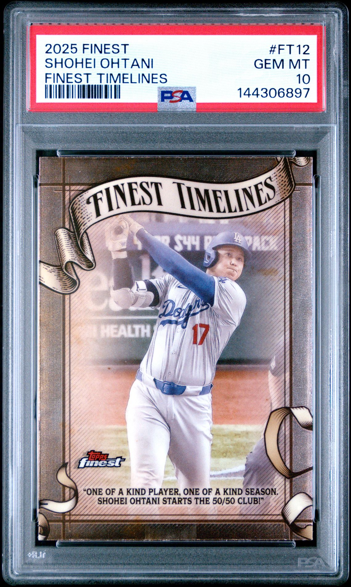 2025 Topps Finest Finest Timelines Shohei Ohtani #Ft12 Gem Mt 10 front