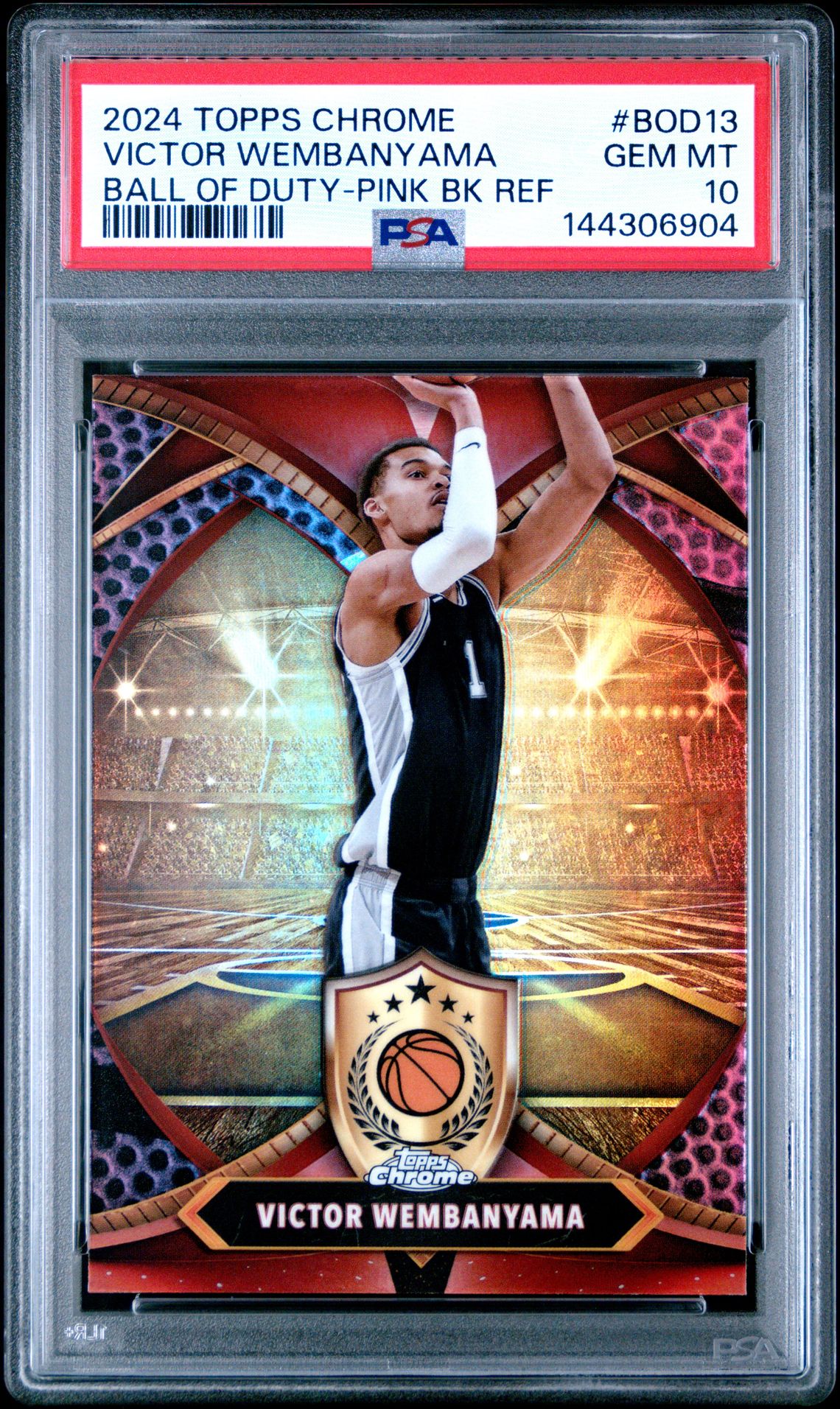 2024 Topps Chrome Ball Of Duty Victor Wembanyama #Bod13 (Ball Of Duty-Pink Bk Ref) Gem Mt 10 front