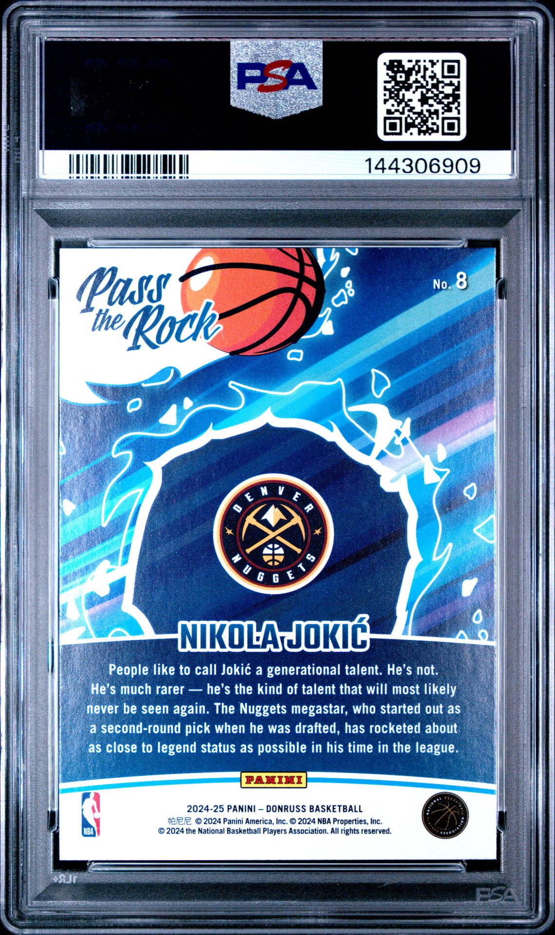 2024 Panini Donruss Pass The Rock Nikola Jokic #8 (Pass The Rock-Disco) Gem Mt 10 back
