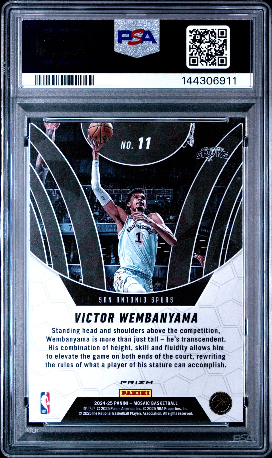 2024 Panini Mosaic Elevate Victor Wembanyama #11 (Elevate-Mosaic) Mint 9 back