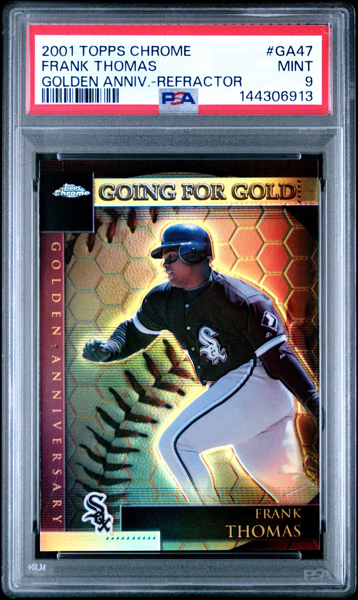 2001 Topps Chrome Golden Anniversary Frank Thomas #Ga47 (Golden Anniv.-Refractor) Mint 9 front