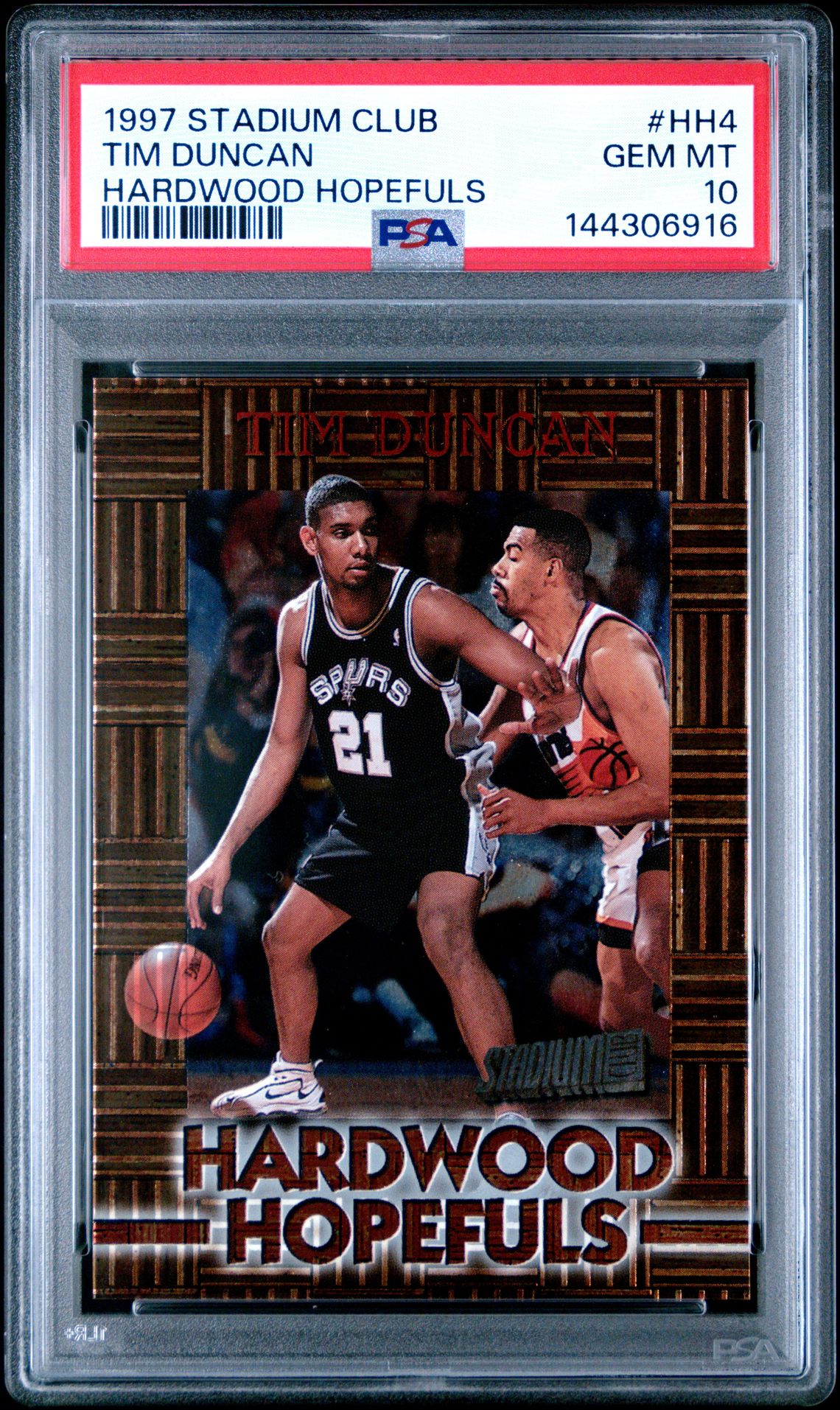 1997 Stadium Club Hardwood Hopefuls Tim Duncan #Hh4 (Hardwood Hopefuls) Gem Mt 10 front