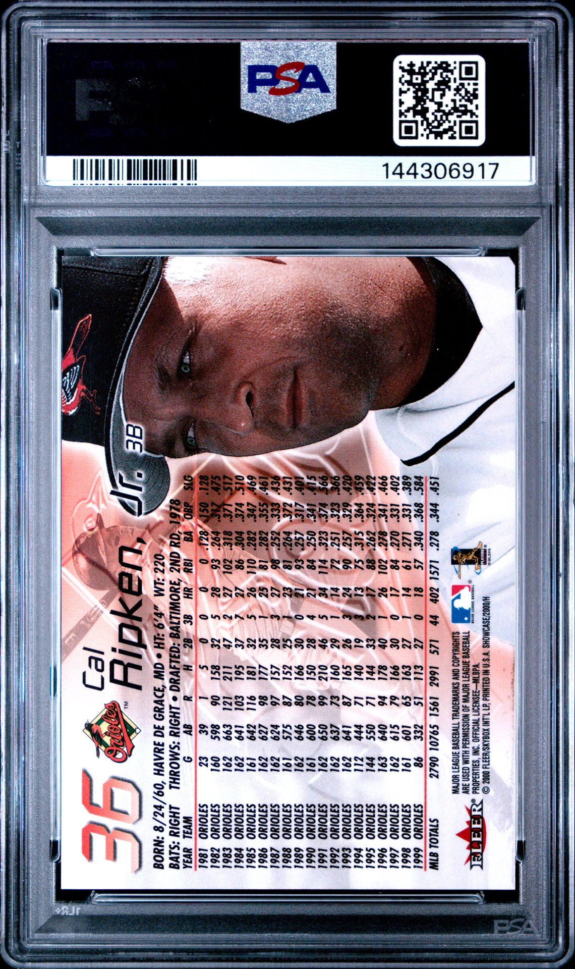 2000 Fleer Showcase Cal Ripken Jr. #36 Mint 9 back