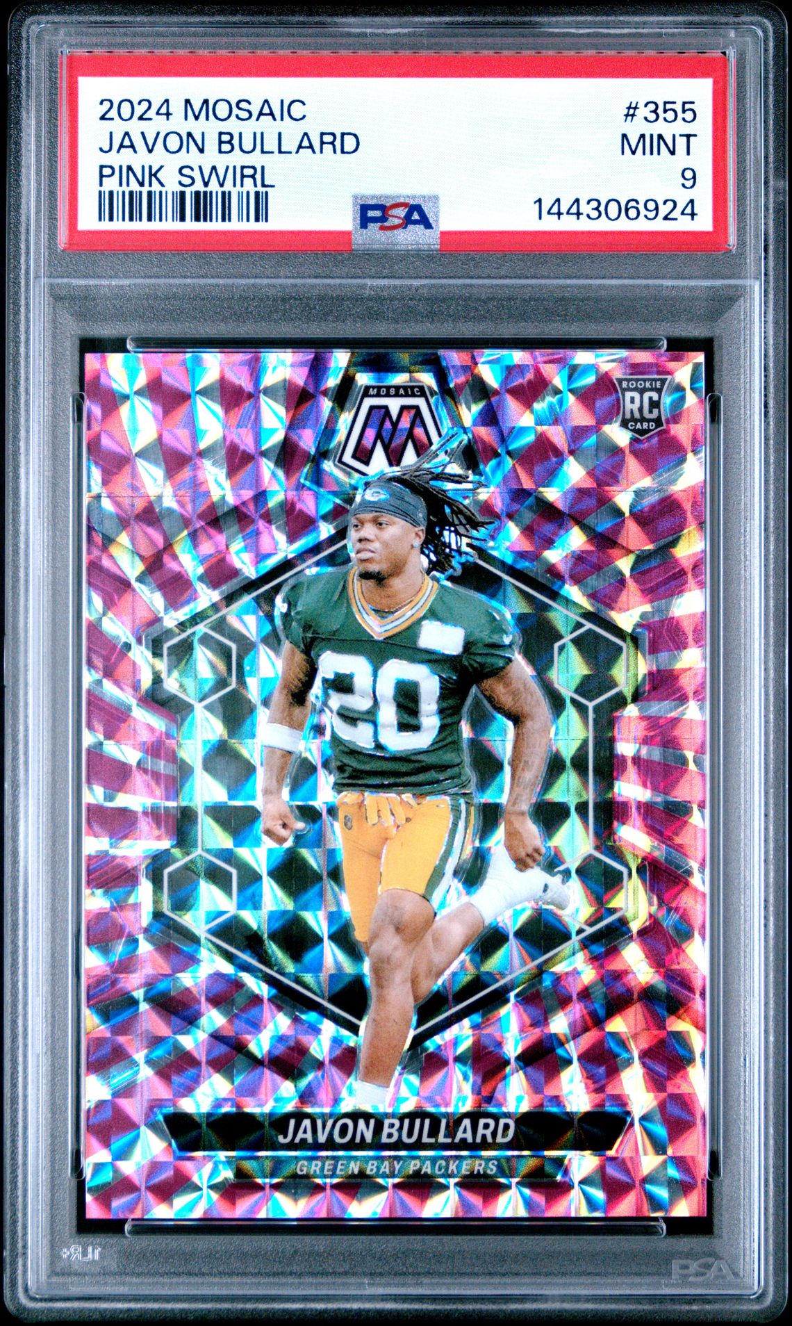2024 Panini Mosaic Javon Bullard #355 (Pink Swirl) Mint 9 front