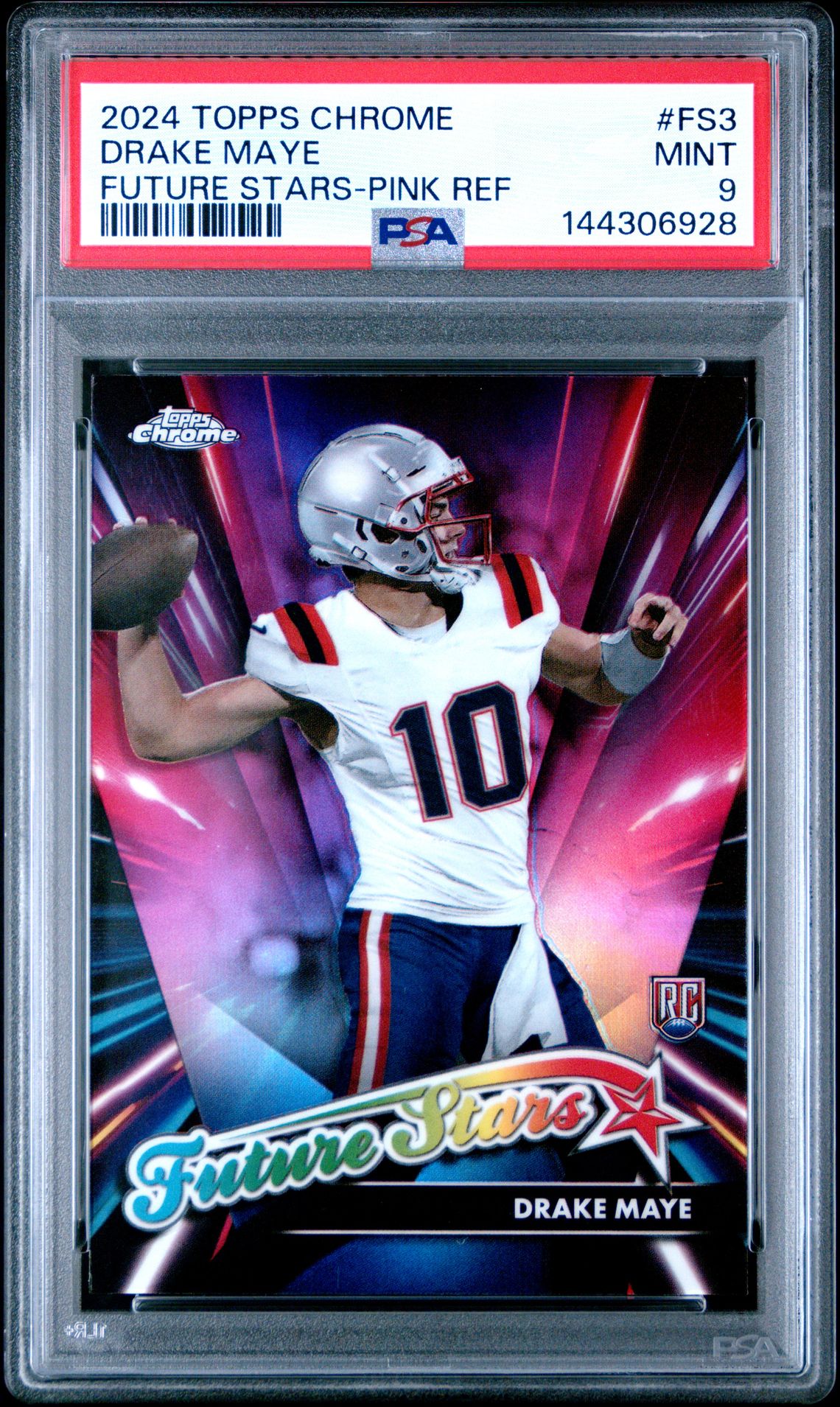 2024 Topps Chrome Future Stars Drake Maye #Fs3 (Future Stars-Pink Ref) Mint 9 front