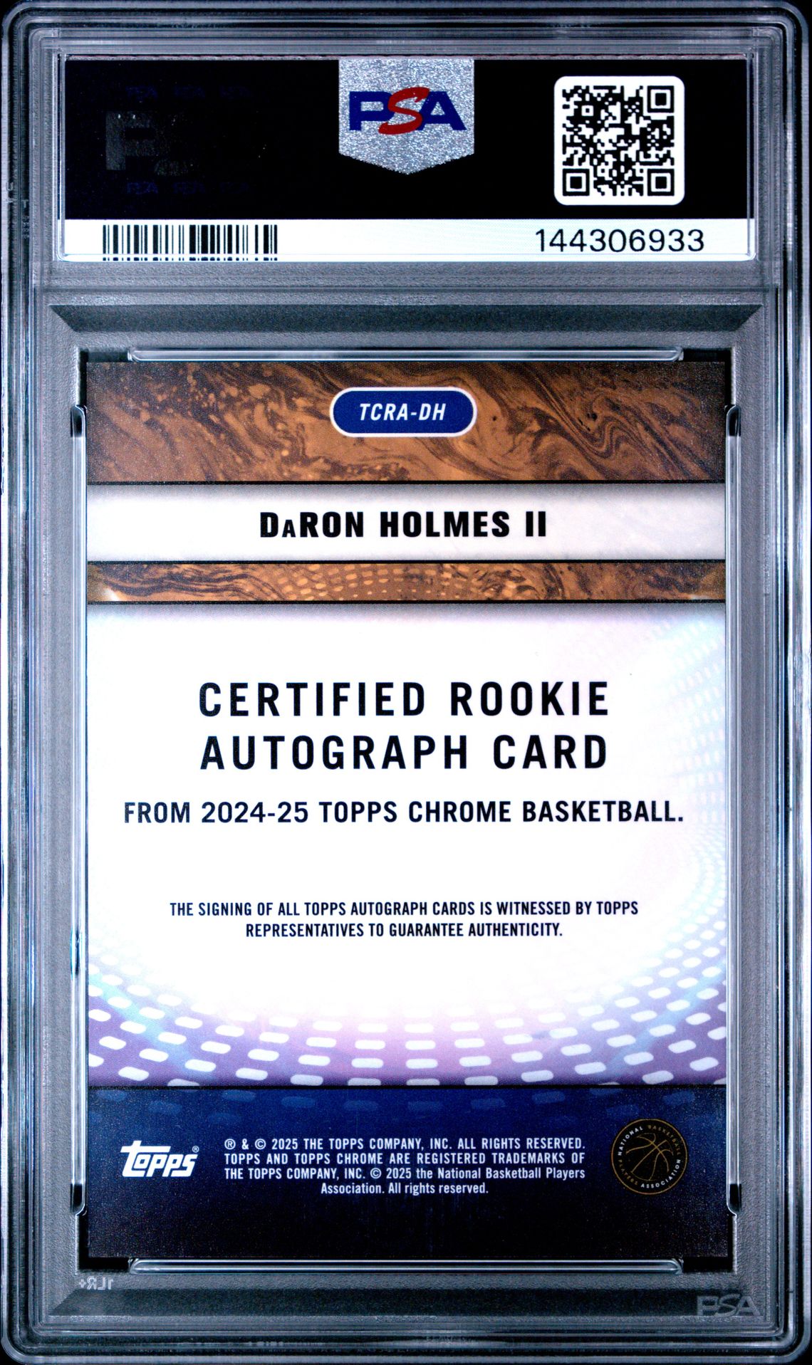 2024 Topps Chrome Certified Rookie Autographs Daron Holmes Ii #Tcradh Gem Mt 10 back