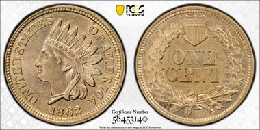 1862 1C MS63