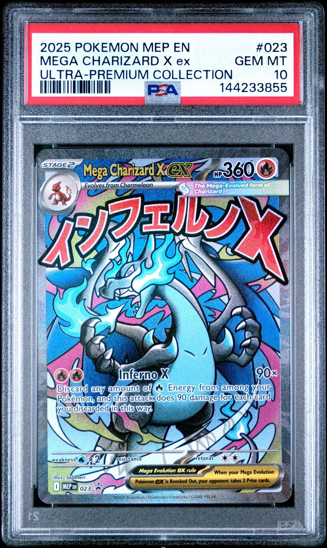2025 Pokemon Mep En-Me Black Star Promo Mega Charizard X Ex #023 (Ultra-Premium Collection) Gem Mt 10 front