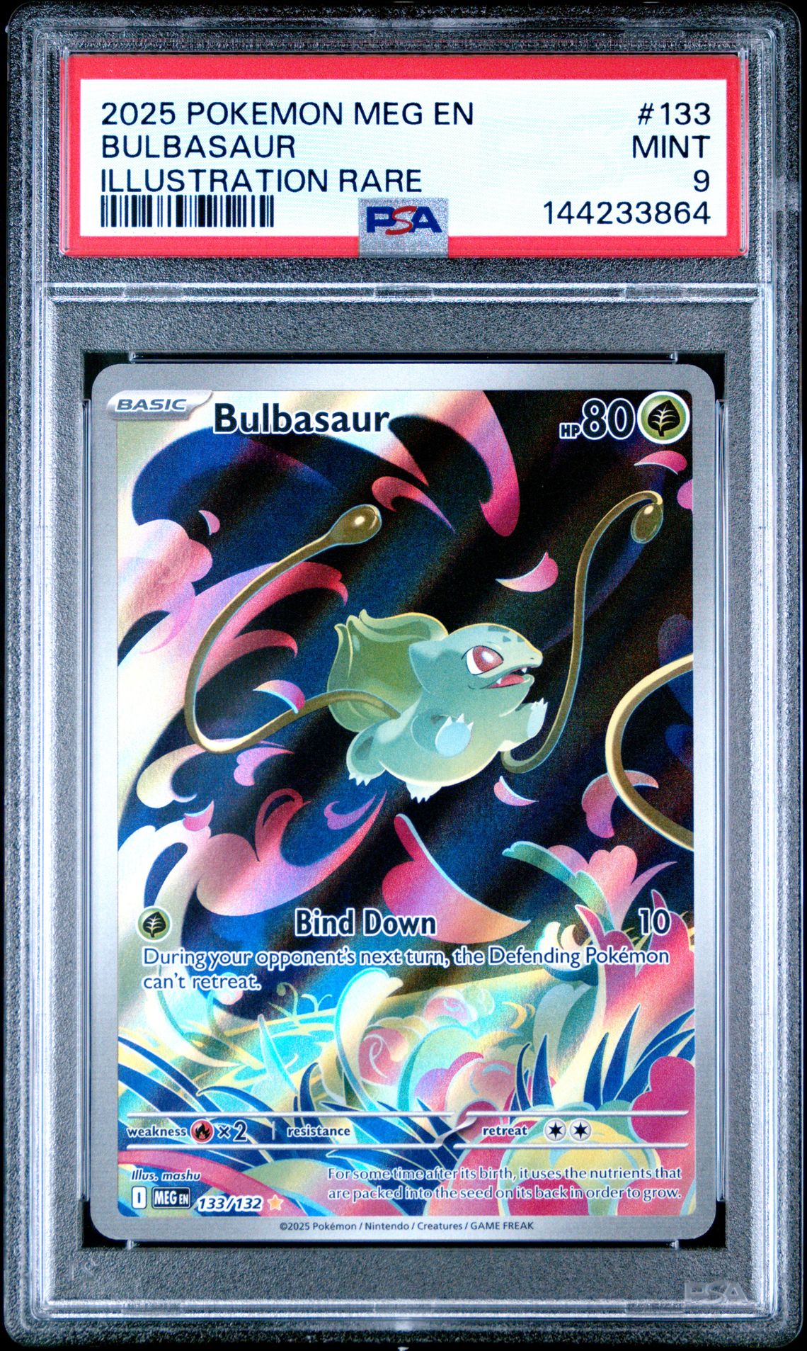2025 Pokemon Meg En-Mega Evolution Bulbasaur #133 (Illustration Rare) Mint 9 front
