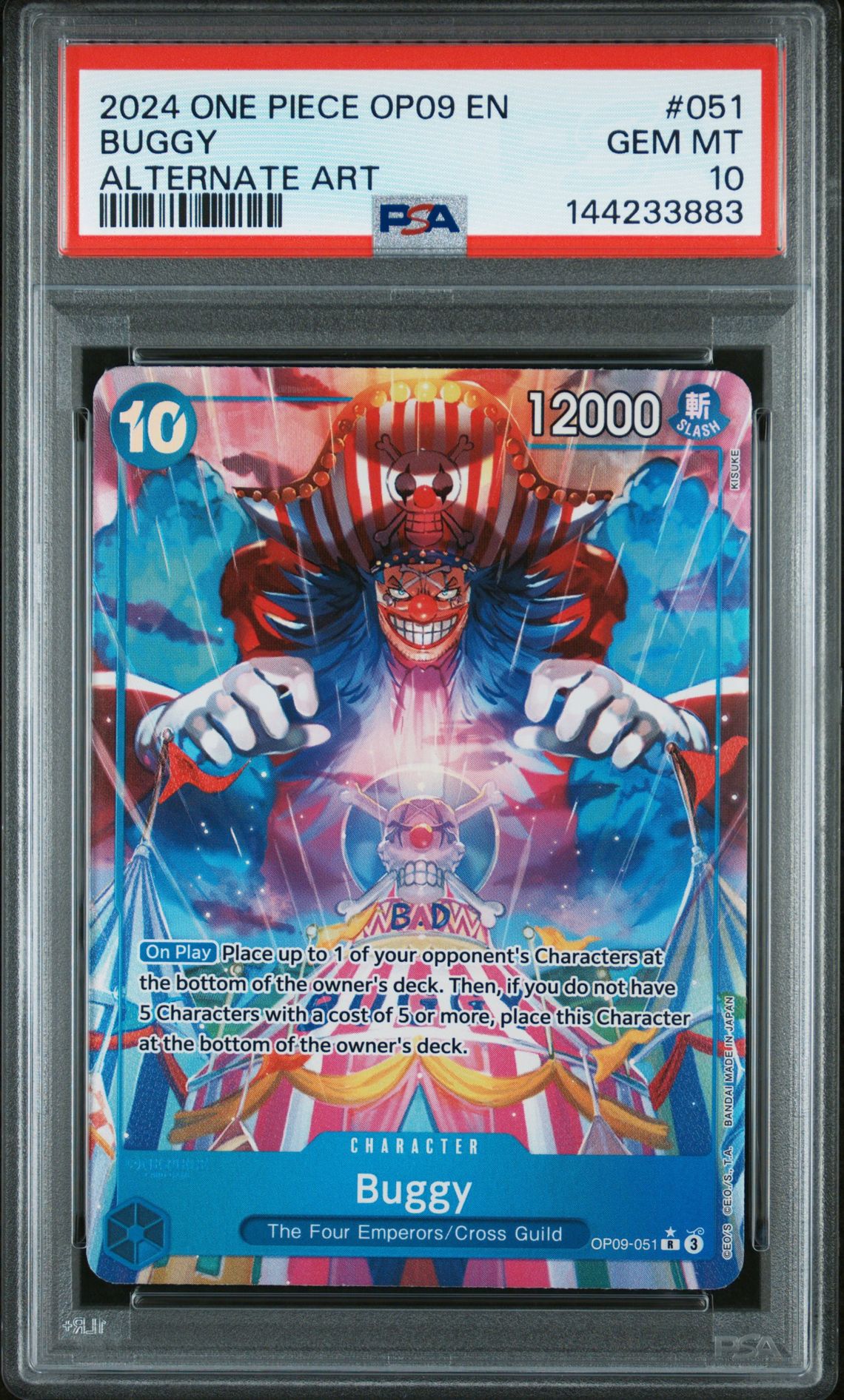 2024 One Piece Op09-Emperors In The New World Buggy #051 (Alternate Art) Gem Mt 10 front