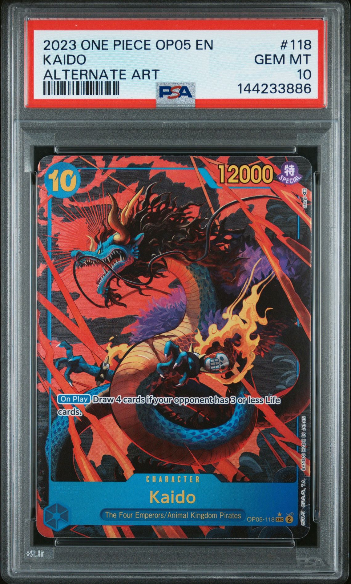 2023 One Piece Op05-Awakening Of The New Era Kaido #118 (Alternate Art) Gem Mt 10 front