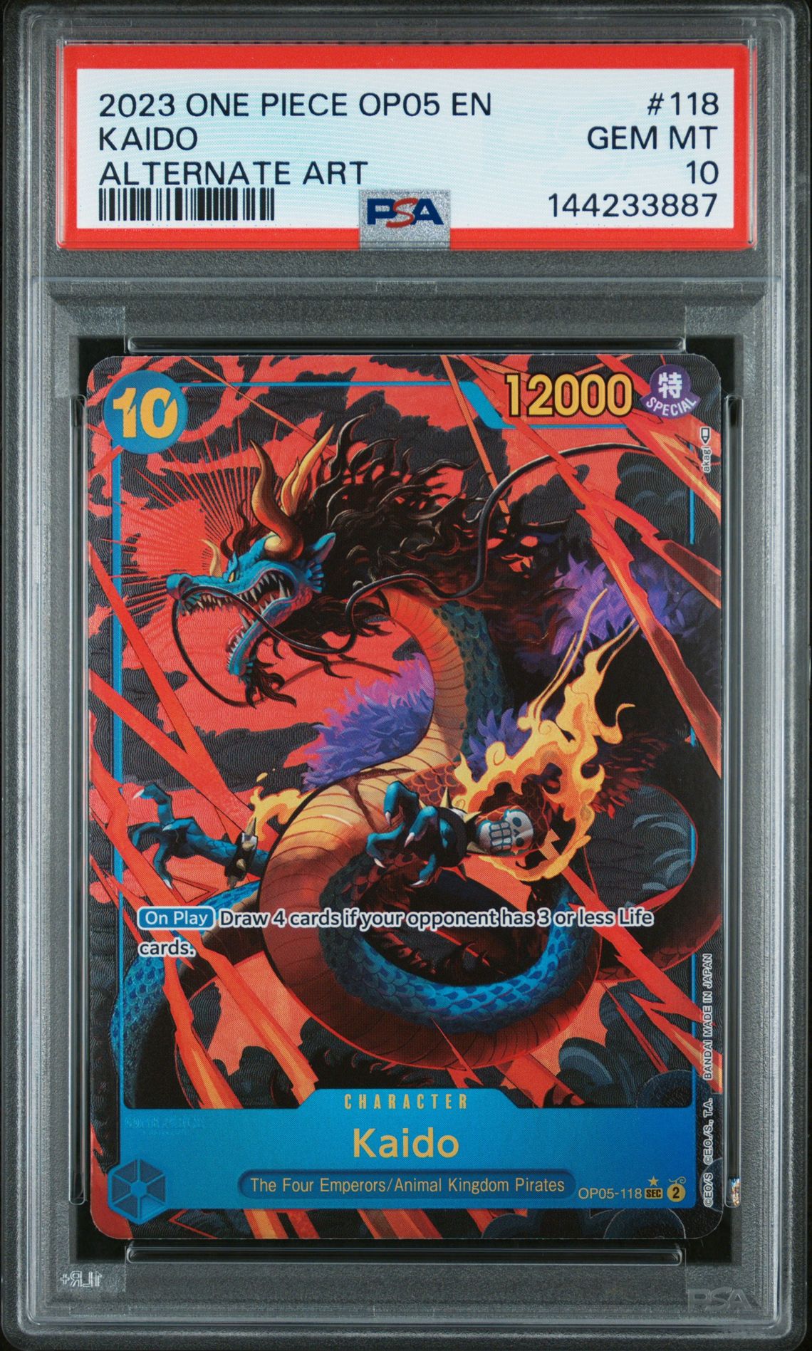 2023 One Piece Op05-Awakening Of The New Era Kaido #118 (Alternate Art) Gem Mt 10 front