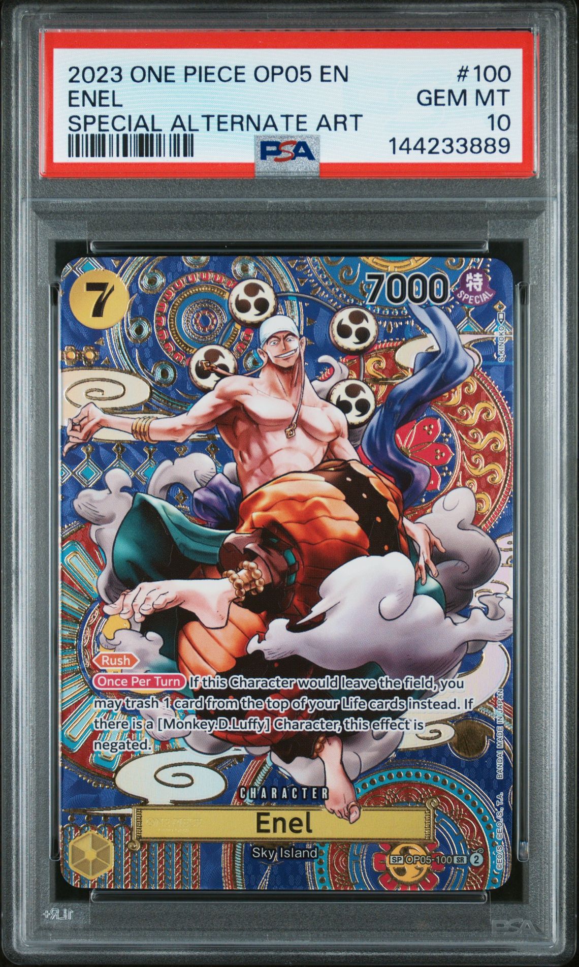 2023 One Piece Op05-Awakening Of The New Era Enel #100 (Special Alternate Art) Gem Mt 10 front