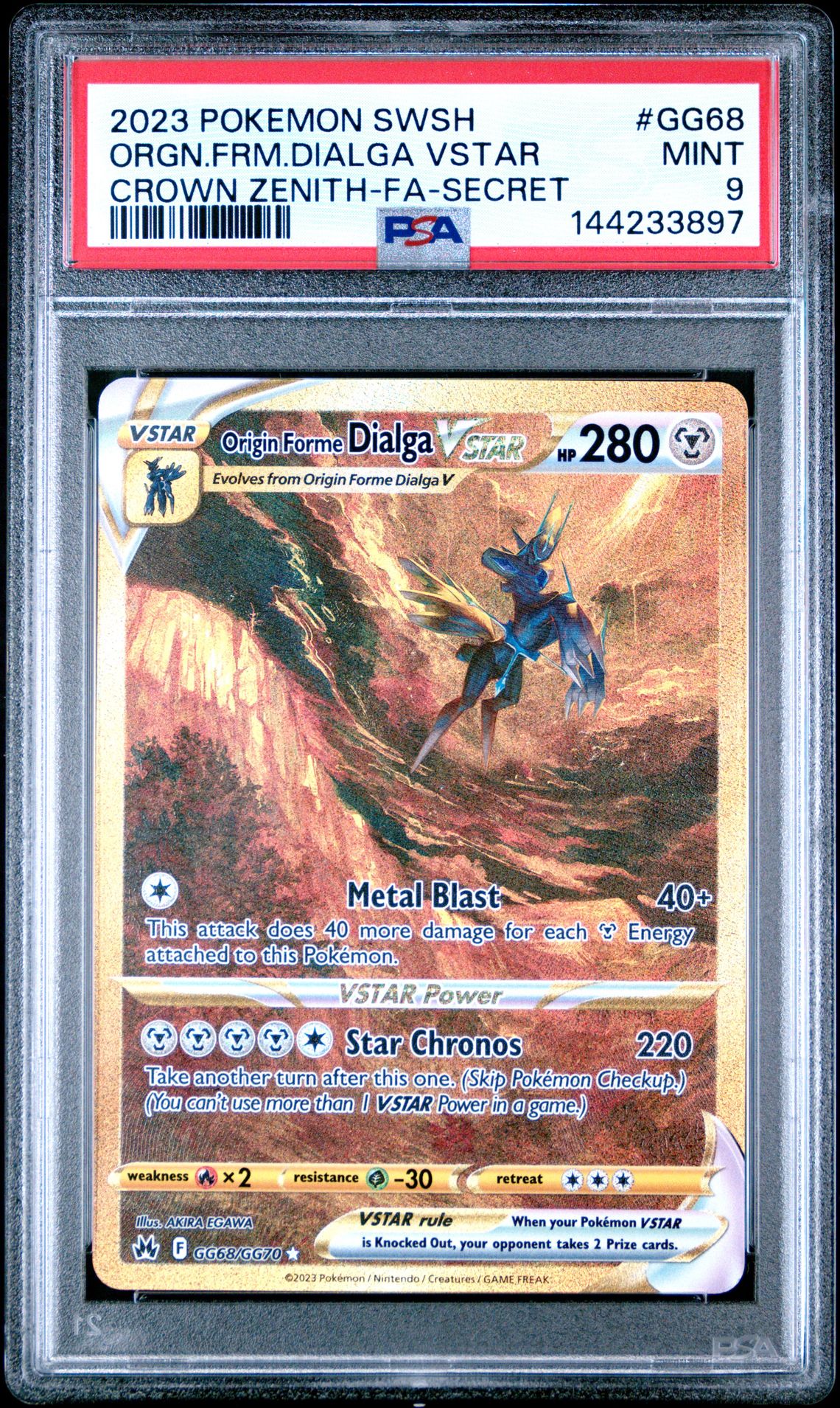 2023 Pokemon Sword And Shield Crown Zenith Orgn.frm.dialga Vstar #Gg68 (Crown Zenith-Fa-Secret) Mint 9 front