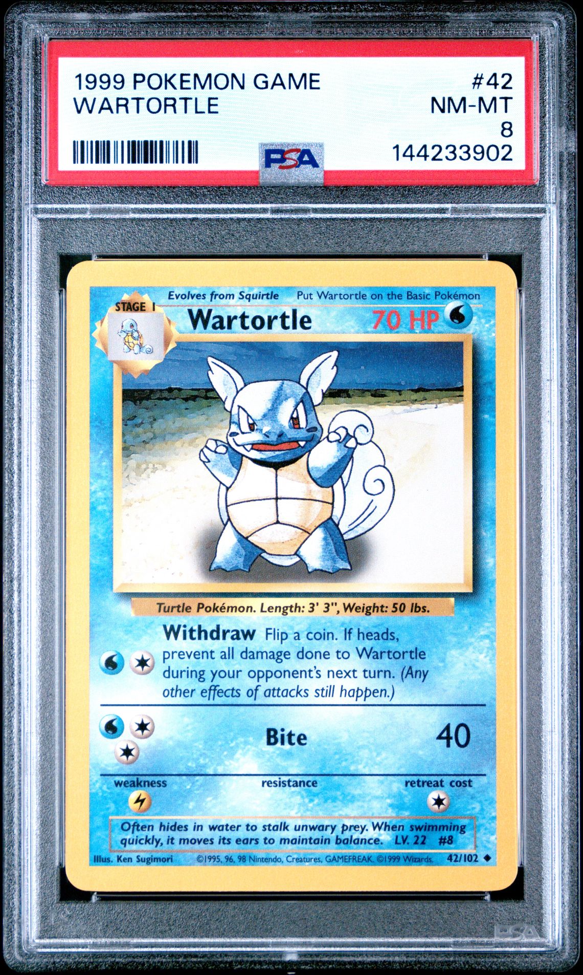 1999 Pokemon Game Wartortle #42 Nm-Mt 8 front