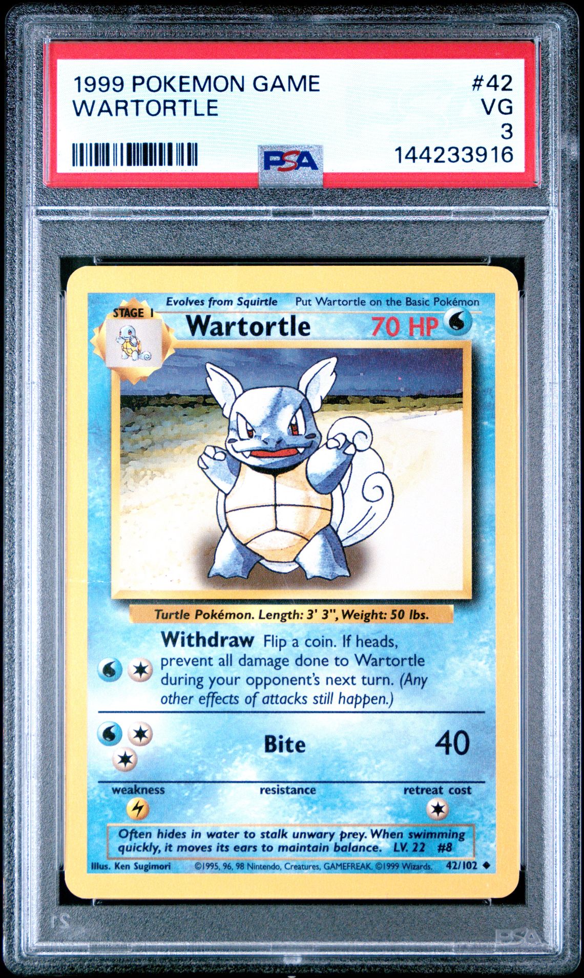 1999 Pokemon Game Wartortle #42 Vg 3 front