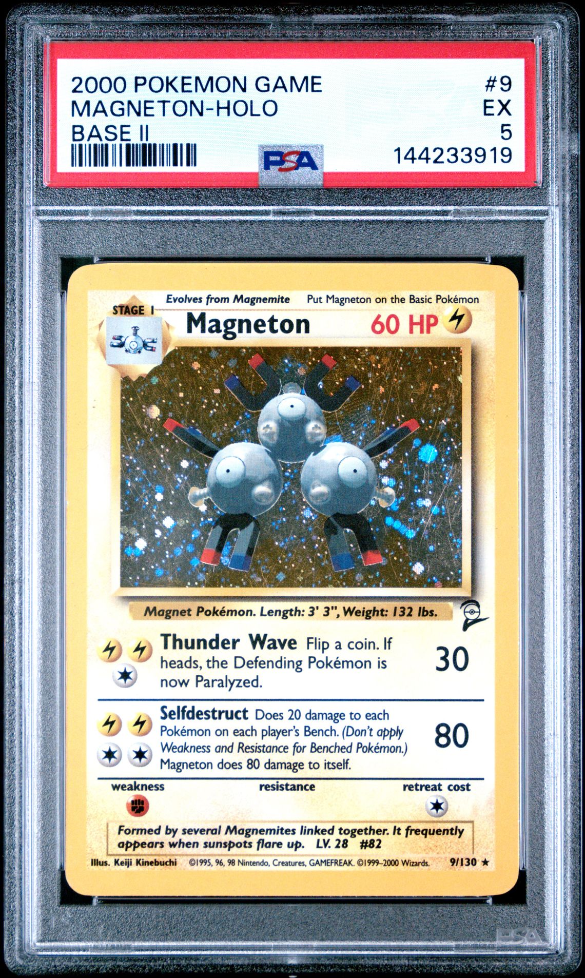 2000 Pokemon Game Base Ii Magneton-Holo #9 (Base Ii) Ex 5 front