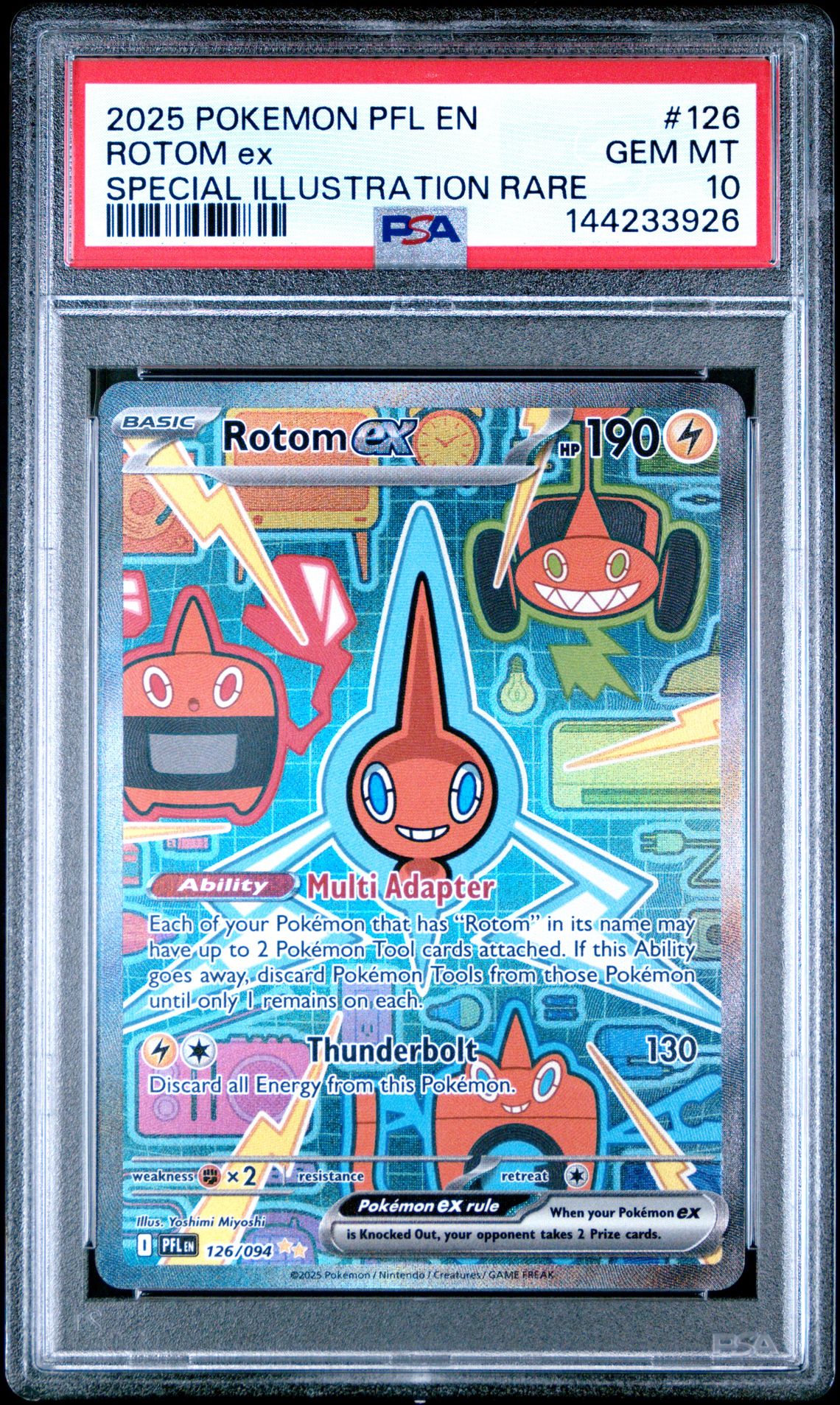 2025 Pokemon Pfl En-Phantasmal Flames Rotom Ex #126 (Special Illustration Rare) Gem Mt 10 front view - PSA graded GEM MT 10