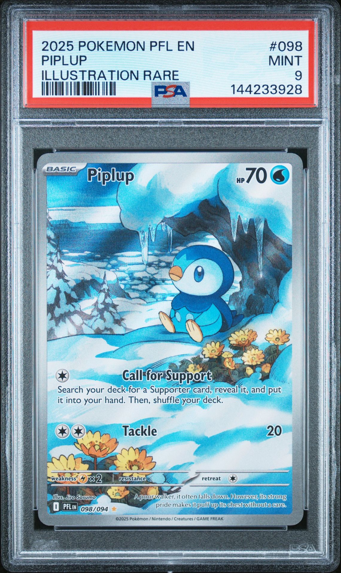 2025 Pokemon Pfl En-Phantasmal Flames Piplup #098 (Illustration Rare) Mint 9 front