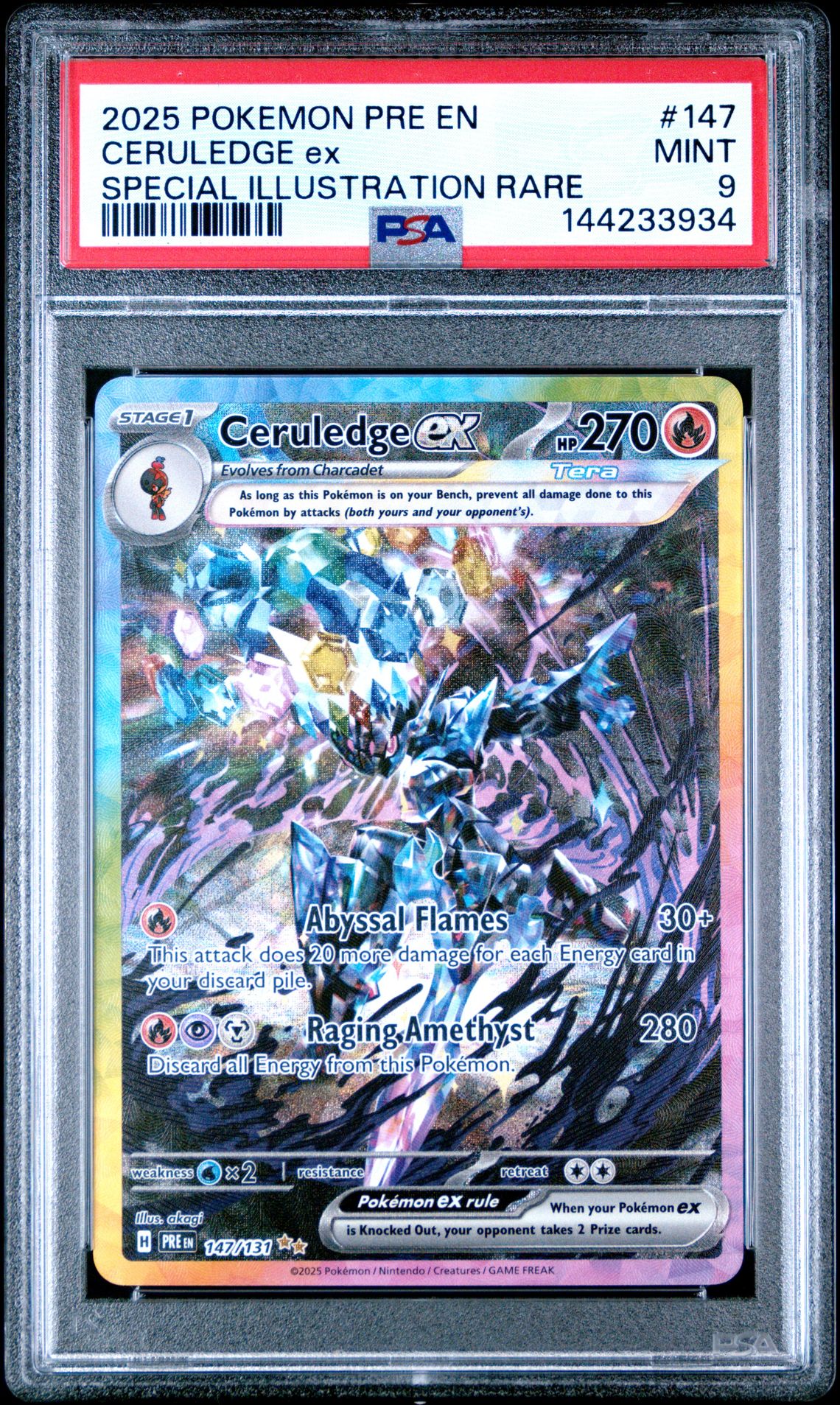 2025 Pokemon Pre En-Prismatic Evolutions Ceruledge Ex #147 (Special Illustration Rare) Mint 9 front