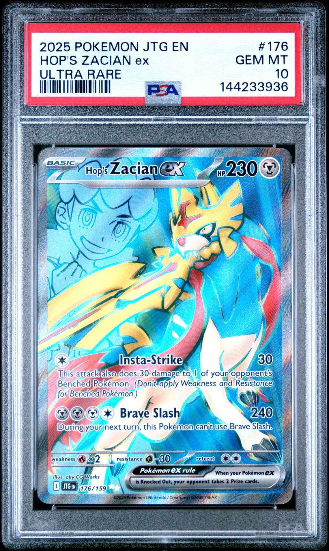 2025 Pokemon Jtg En-Journey Together Hop's Zacian Ex #176 (Ultra Rare) Gem Mt 10 front