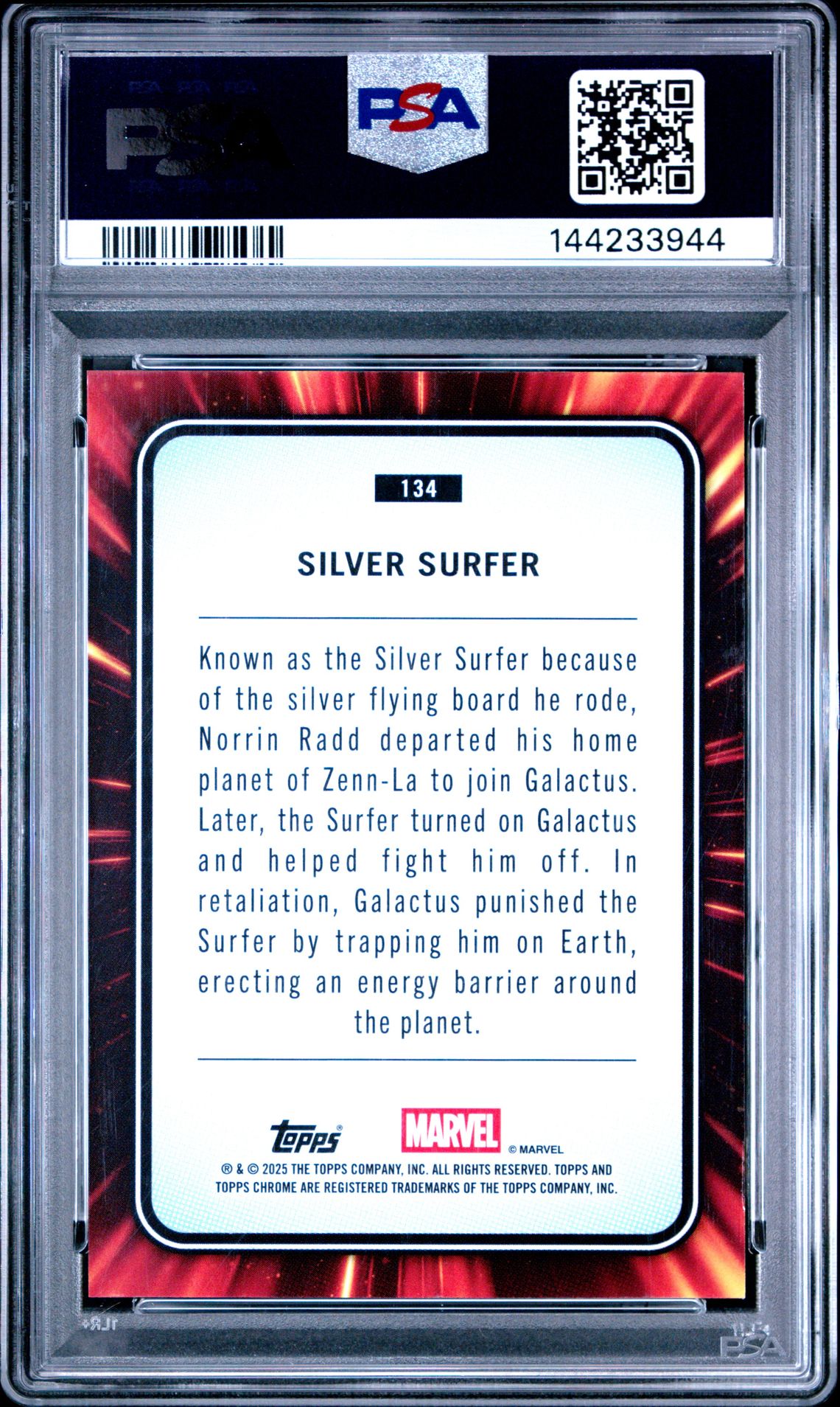 2025 Topps Chrome Marvel Silver Surfer #134 (Yellow Lava) Nm-Mt 8 back