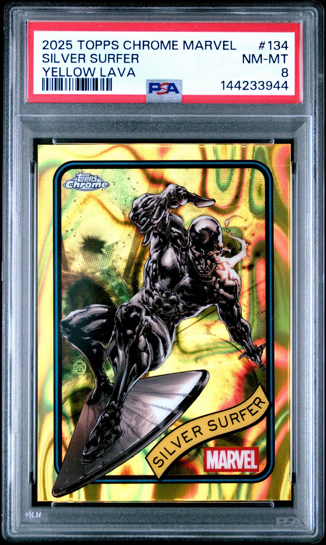 2025 Topps Chrome Marvel Silver Surfer #134 (Yellow Lava) Nm-Mt 8 front