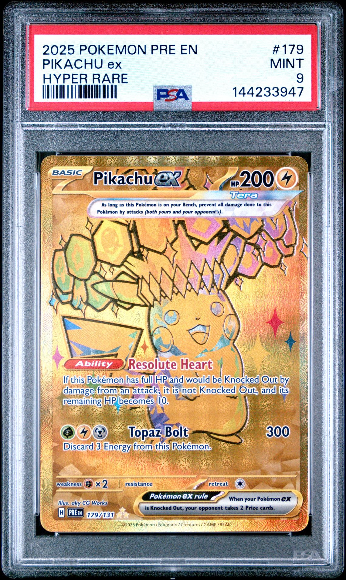 2025 Pokemon Pre En-Prismatic Evolutions Pikachu Ex #179 (Hyper Rare) Mint 9 front