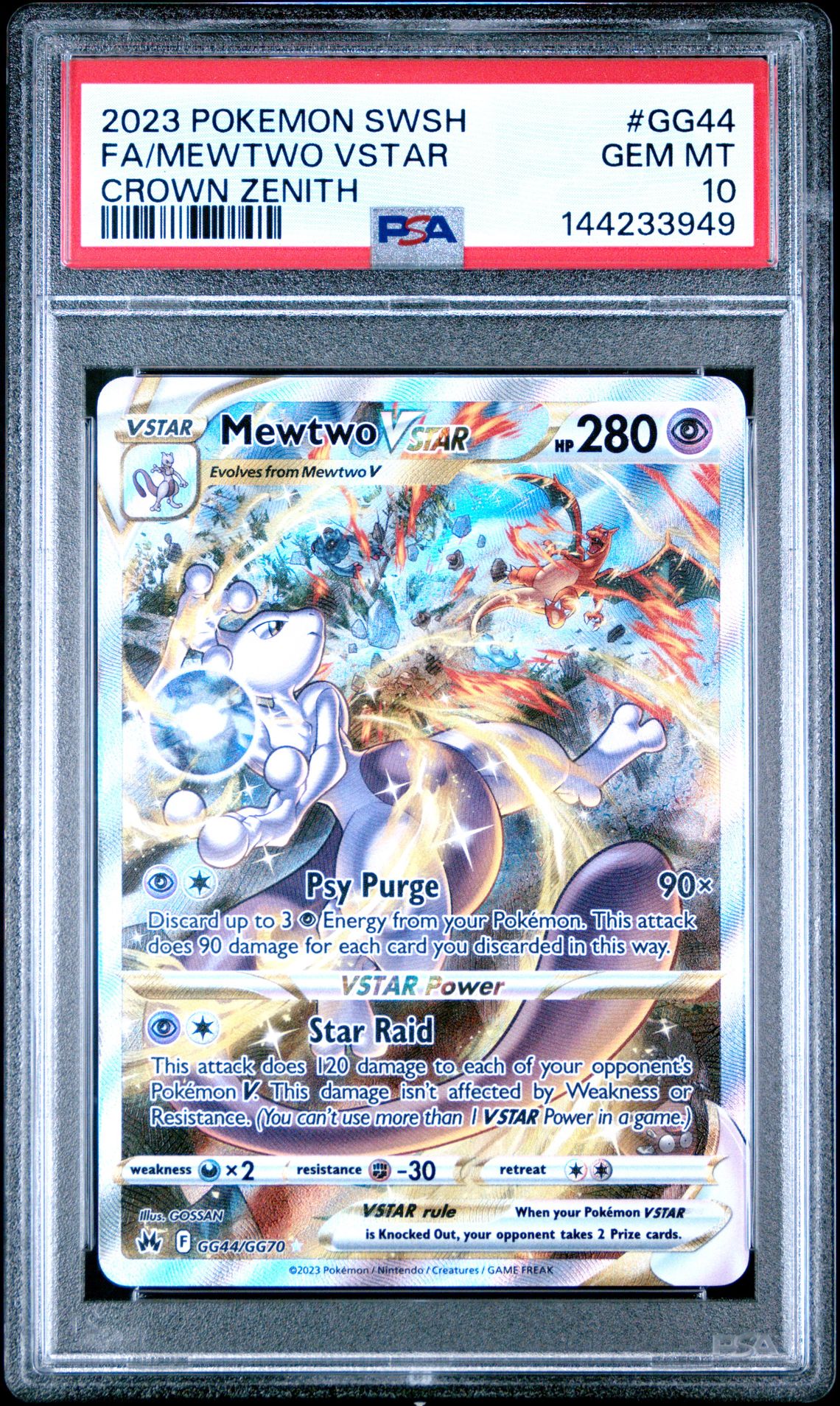 2023 Pokemon Sword And Shield Crown Zenith Fa/Mewtwo Vstar #Gg44 (Crown Zenith) Gem Mt 10 front