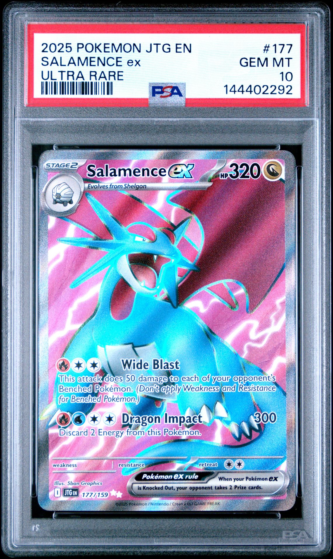 2025 Pokemon Jtg En-Journey Together Salamence Ex #177 (Ultra Rare) Gem Mt 10 front