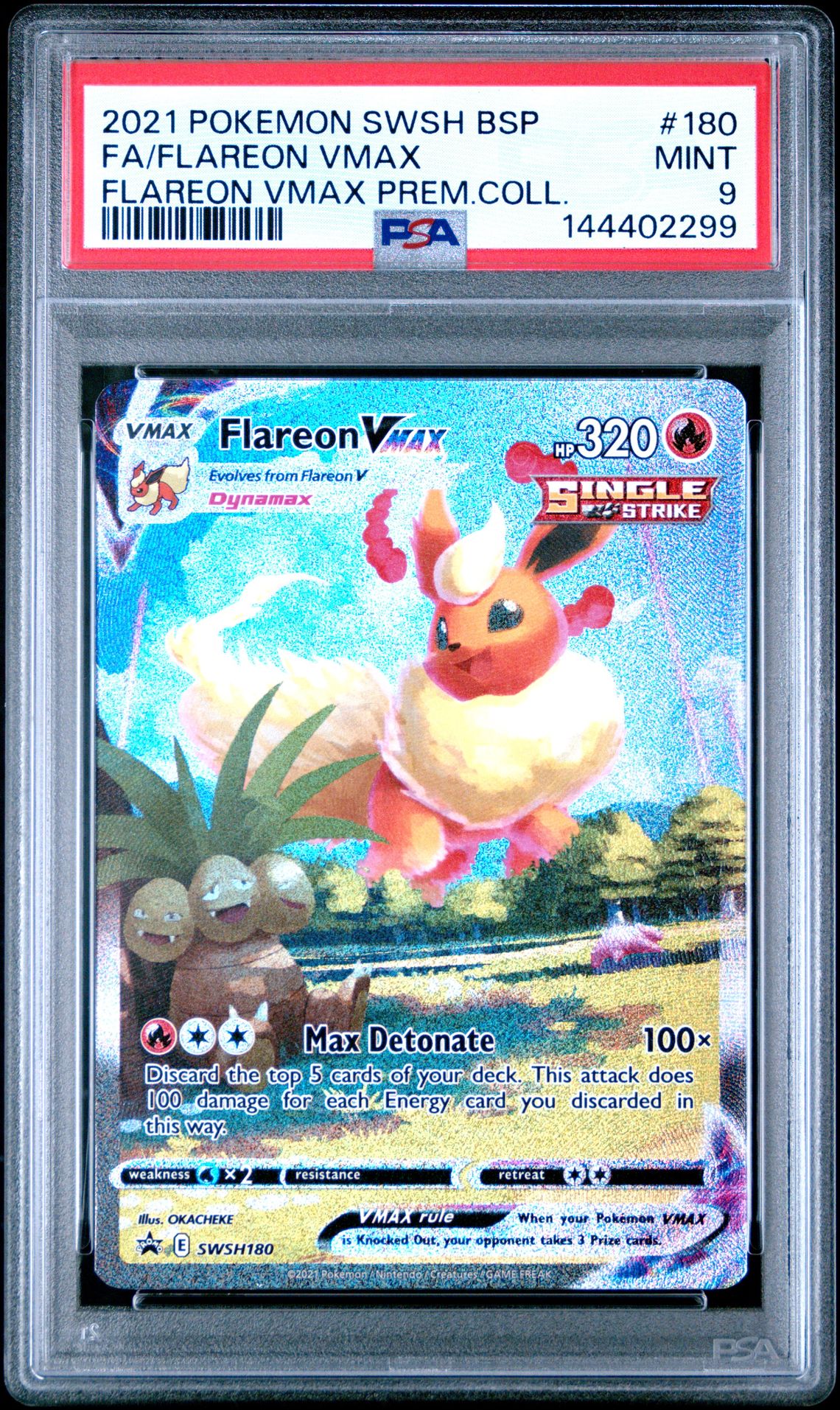 2021 Pokemon Swsh Black Star Promo Fa/Flareon Vmax #180 (Flareon Vmax Prem.coll.) Mint 9 front