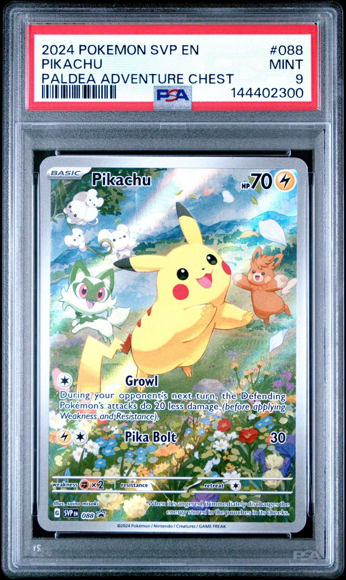 2024 Pokemon Svp En-Sv Black Star Promo Pikachu #088 (Paldea Adventure Chest) Mint 9 front