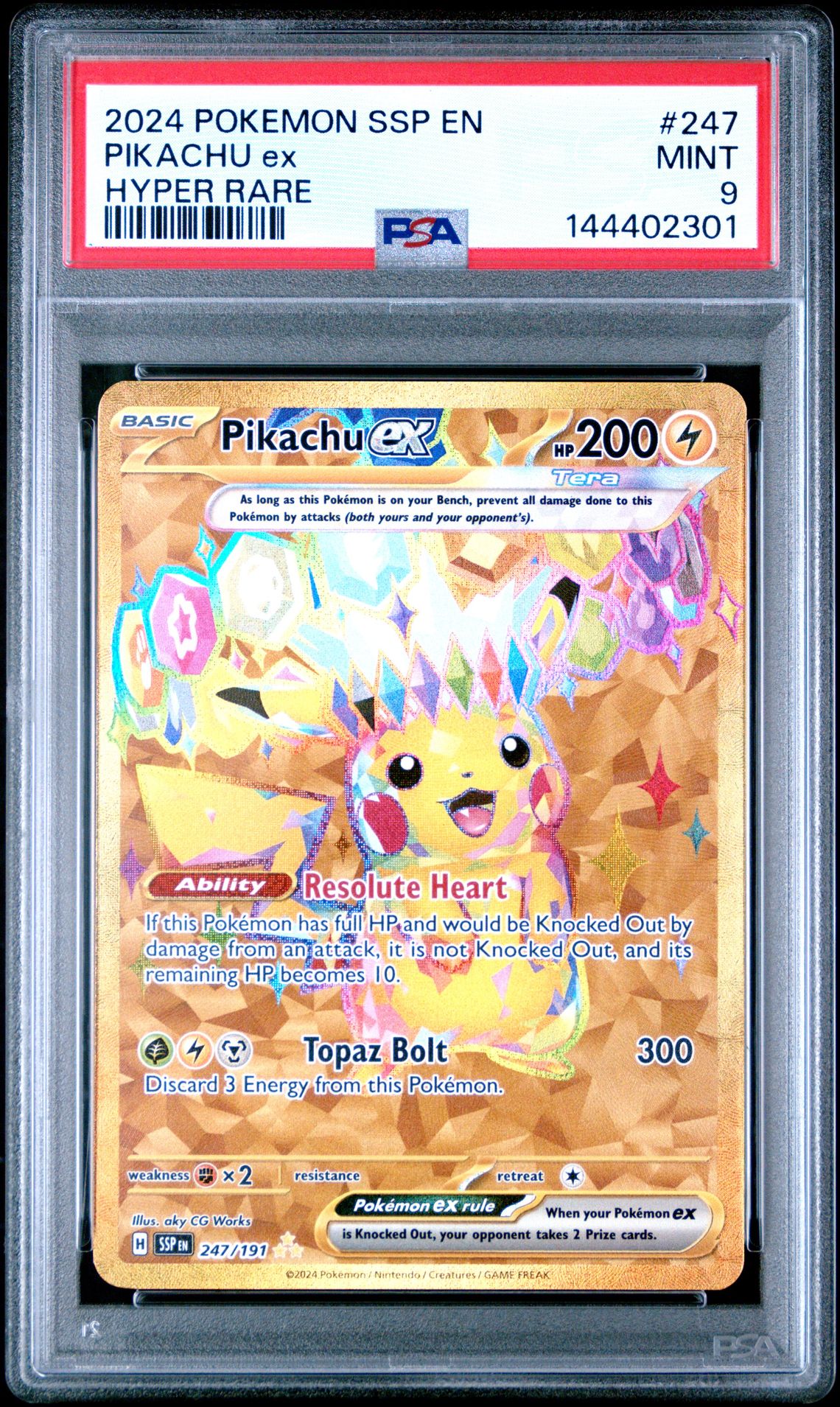 2024 Pokemon Ssp En-Surging Sparks Pikachu Ex #247 (Hyper Rare) Mint 9 front