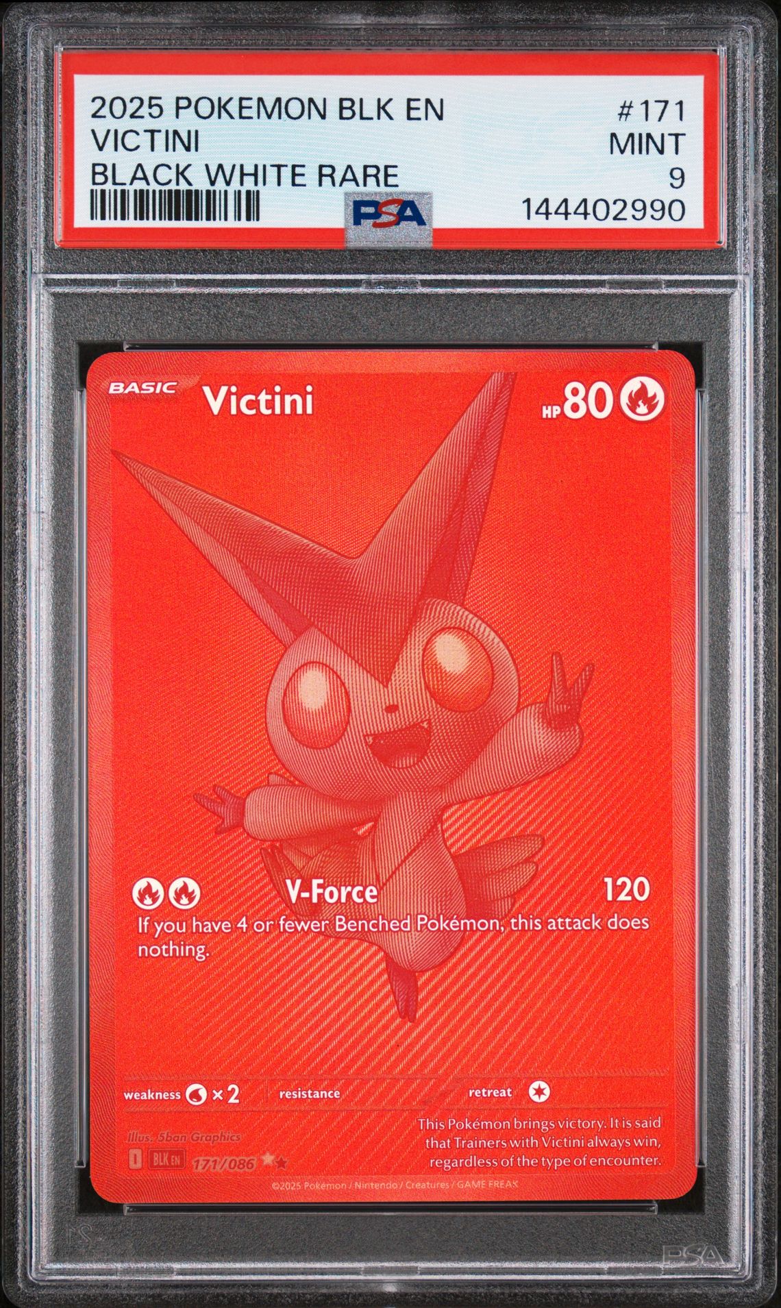 2025 Pokemon Blk En-Black Bolt Victini #171 (Black White Rare) Mint 9 front