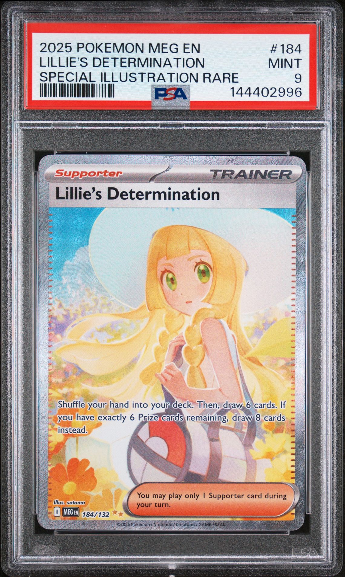 2025 Pokemon Meg En-Mega Evolution Lillie's Determination #184 (Special Illustration Rare) Mint 9 front