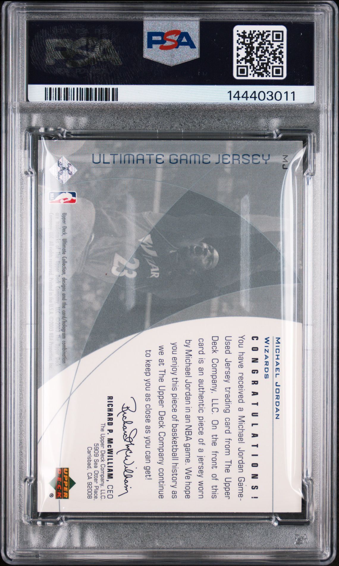 2002 Ultimate Collection Ultimate Game Jersey Michael Jordan #Mj (Ultimate Game Jersey) Nm-Mt 8 back